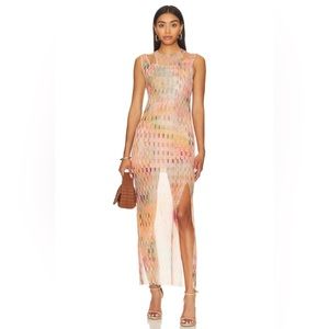 Misa Fernanda Midi Mesh Dress Disco Matrix XS